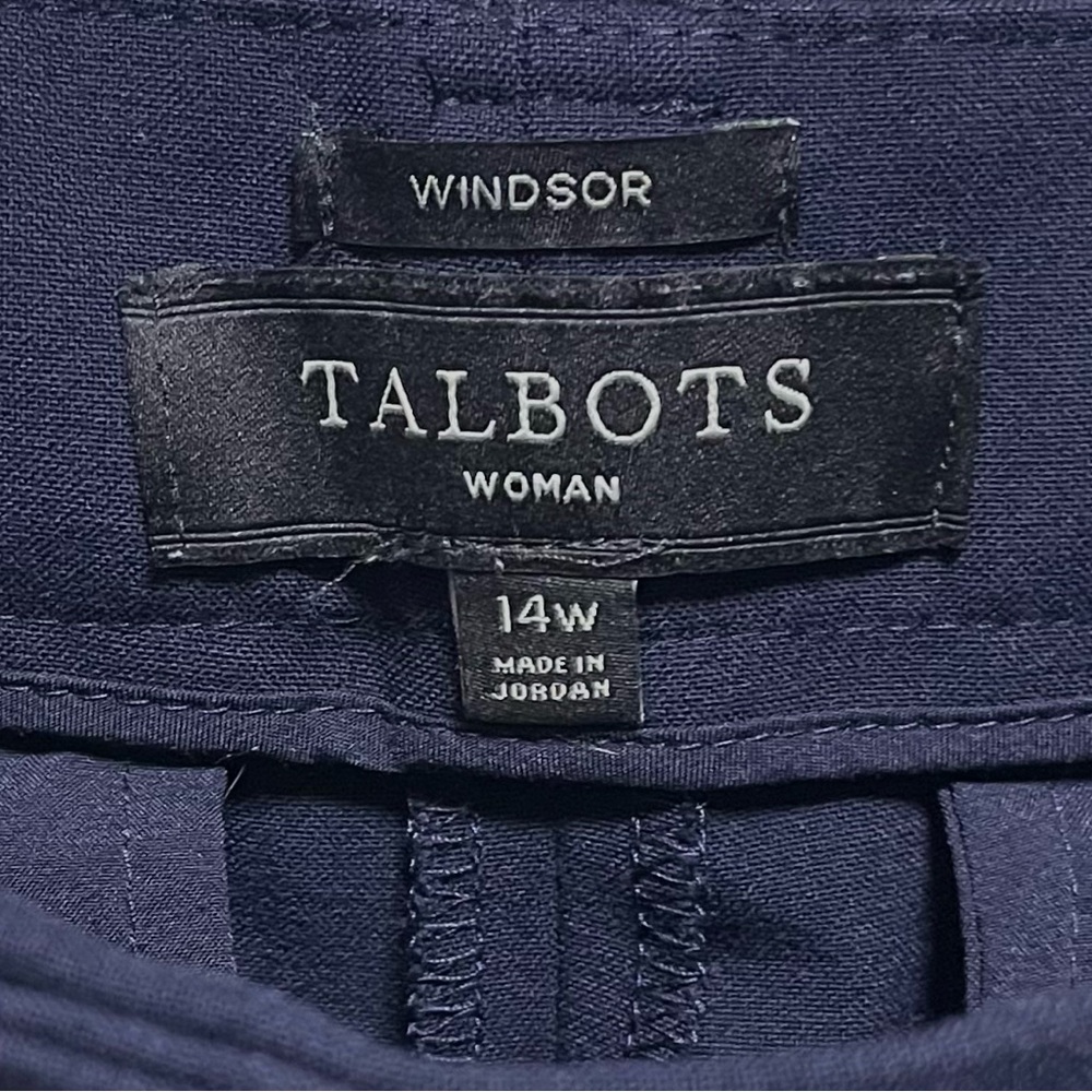 Talbots Windsor Trouser Pants Washable Comfy Business Casual Chic Navy Blue 14W - Picture 4 of 4